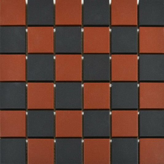 Victorian Red & Black Chequer Mosaic (Price Per Sheet) - Tile Projects Ltd