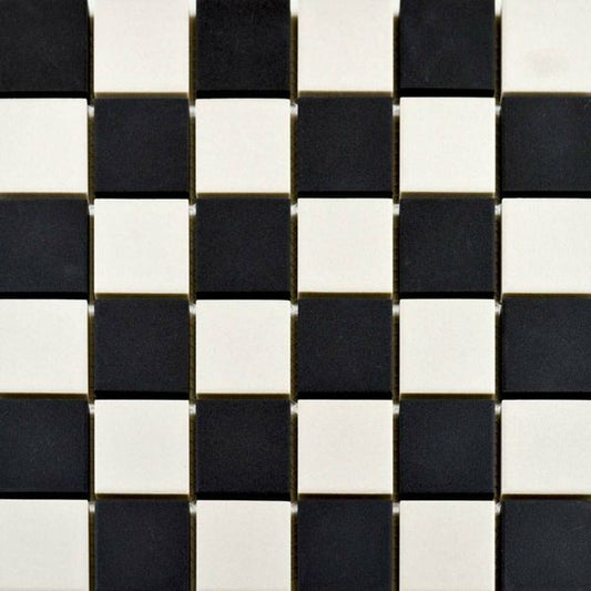 Victorian White & Black Chequer Mosaic (Price Per Sheet) - Tile Projects Ltd