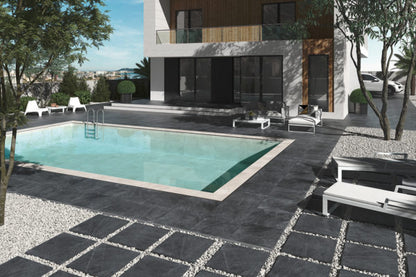 SLATEROCK BLACK 59.2 X 59.2 ( 20MM OUTDOOR ) MATT - Tile Projects Ltd