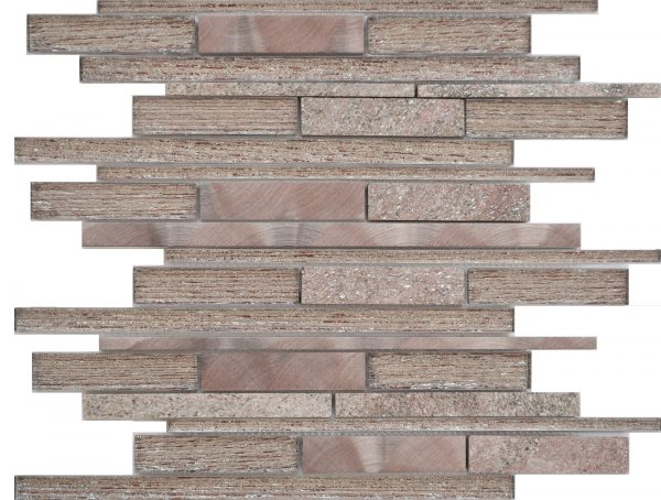 STRATO GOLD GLASS & STONE STRIP MOSAIC