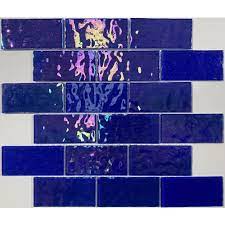 Voyage Neon Blue Brick Wetroom Mosaic 350mm x 300mm - Tile Projects Ltd