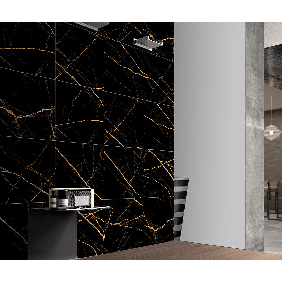 Atlantis Black 60x60 Gold Matt - Tile Projects Ltd