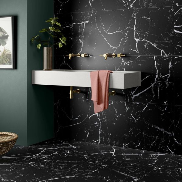 Genova Black Matt Marble Effect 60x60 - Tile Projects Ltd