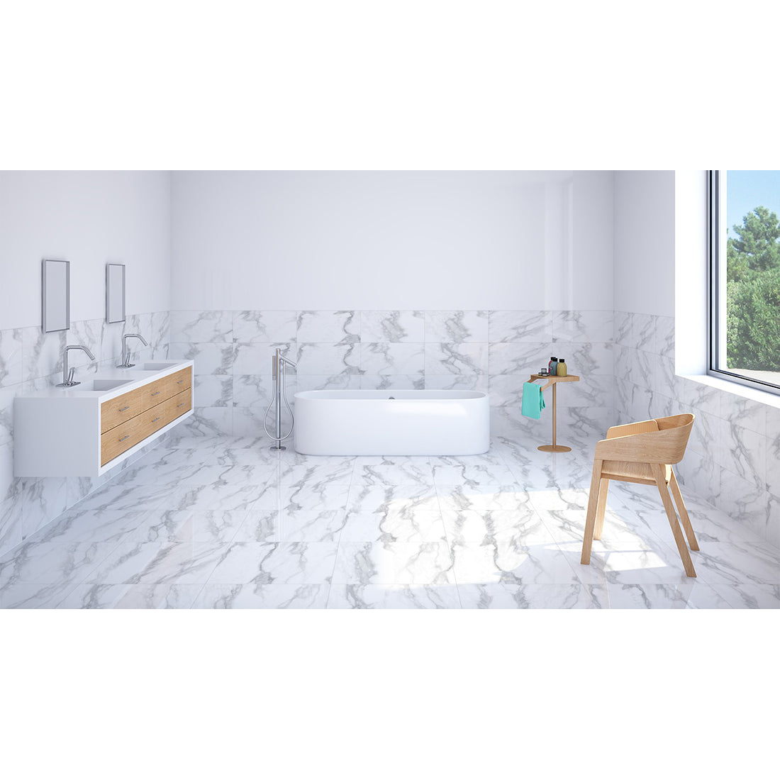 Pantheon 30x60 White Polished - Tile Projects Ltd