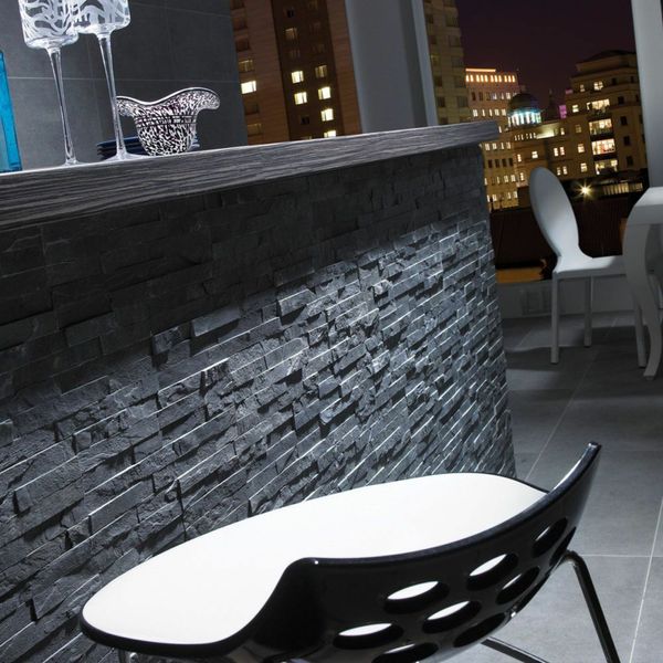 Ledgestone Black Slate Split Face 150x300 - Tile Projects Ltd